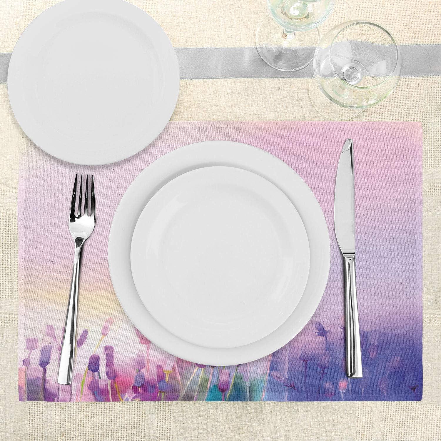 imageAmbesonne New York Place Mats Set of 4 NYC Exquisite Skyline Manhattan Old Neighborhood Tourist Country Print Washable Fabric Placemats for Dining Table Standard Size Purple and YellowLilac Purple