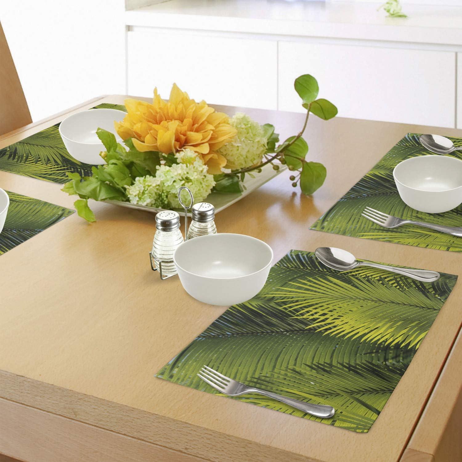 imageAmbesonne New York Place Mats Set of 4 NYC Exquisite Skyline Manhattan Old Neighborhood Tourist Country Print Washable Fabric Placemats for Dining Table Standard Size Purple and YellowFern Green