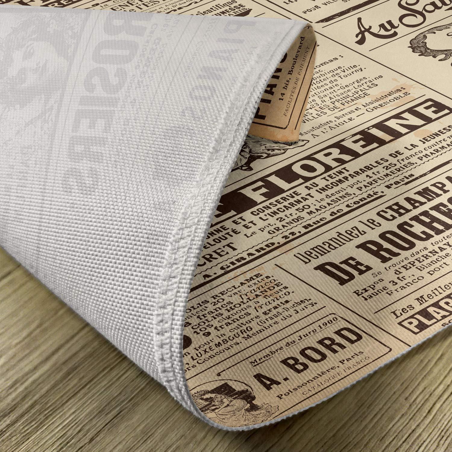 imageAmbesonne Paris Place Mats Set of 4 Vintage Old Historic Newspaper Journal French Paper Lettering Art Design Washable Fabric Placemats for Dining Table Standard Size Brown Caramel