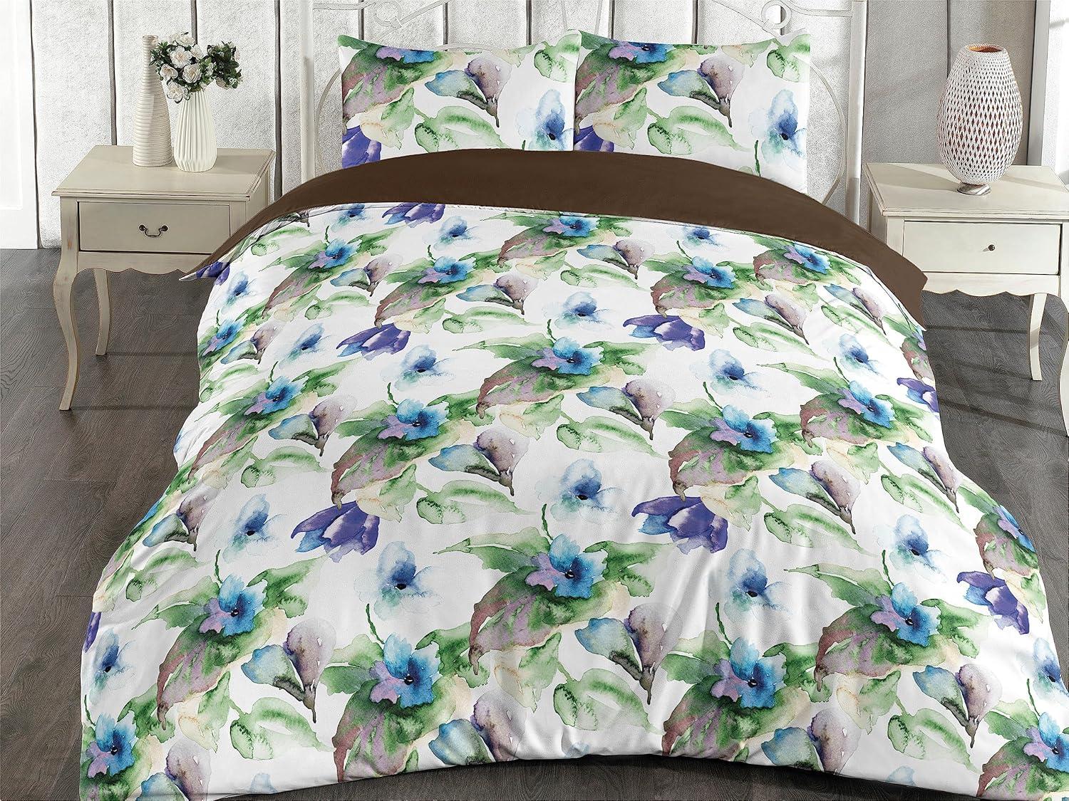 imageAmbesonne Pink Roses Duvet Cover Set Romantic Spring Garden Blooming Flowers Nature Art Valentine Blossom Reversible 2 Piece Bedding Set with Pillow Sham Twin Magenta Blush KhakiGreen Sky Blue and Purple