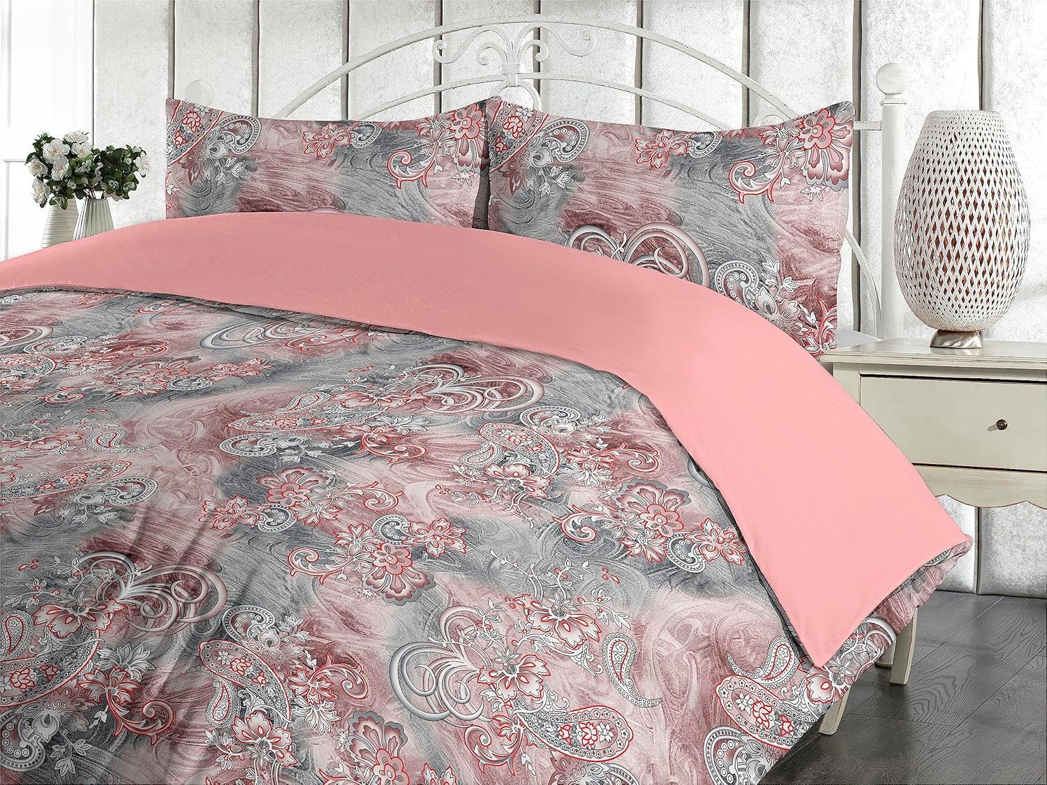 imageAmbesonne Pink Roses Duvet Cover Set Romantic Spring Garden Blooming Flowers Nature Art Valentine Blossom Reversible 2 Piece Bedding Set with Pillow Sham Twin Magenta Blush KhakiDried Rose and Dimgray