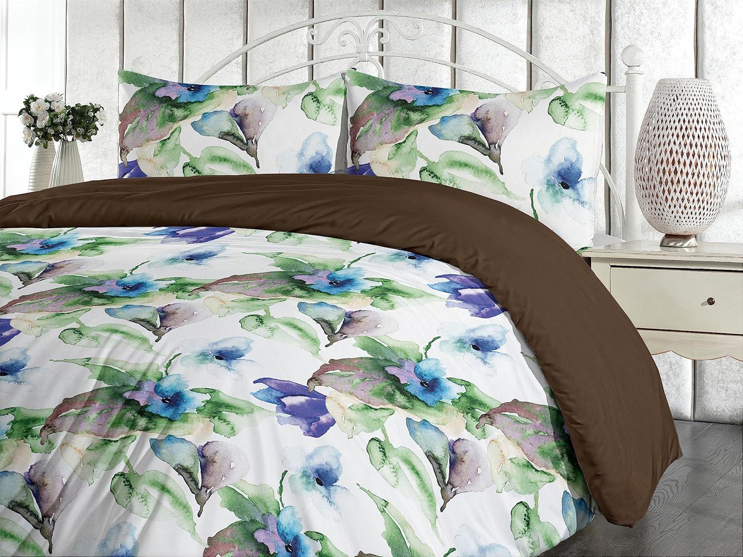 imageAmbesonne Pink Roses Duvet Cover Set Romantic Spring Garden Blooming Flowers Nature Art Valentine Blossom Reversible 2 Piece Bedding Set with Pillow Sham Twin Magenta Blush KhakiGreen Sky Blue and Purple