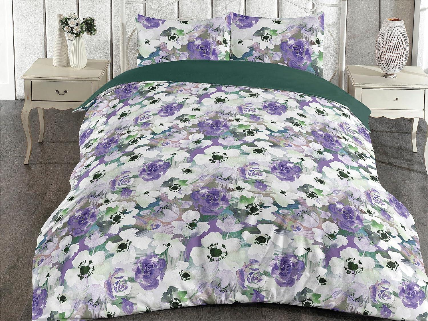 imageAmbesonne Pink Roses Duvet Cover Set Romantic Spring Garden Blooming Flowers Nature Art Valentine Blossom Reversible 2 Piece Bedding Set with Pillow Sham Twin Magenta Blush KhakiBlue Violet and Laurel Green