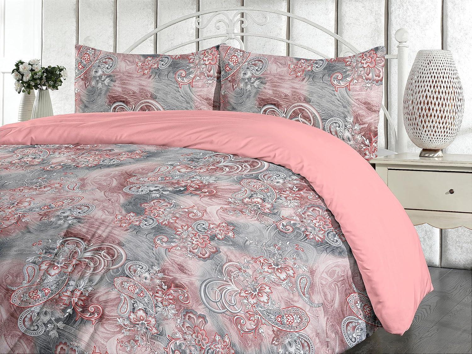 imageAmbesonne Pink Roses Duvet Cover Set Romantic Spring Garden Blooming Flowers Nature Art Valentine Blossom Reversible 2 Piece Bedding Set with Pillow Sham Twin Magenta Blush KhakiDried Rose and Dimgray