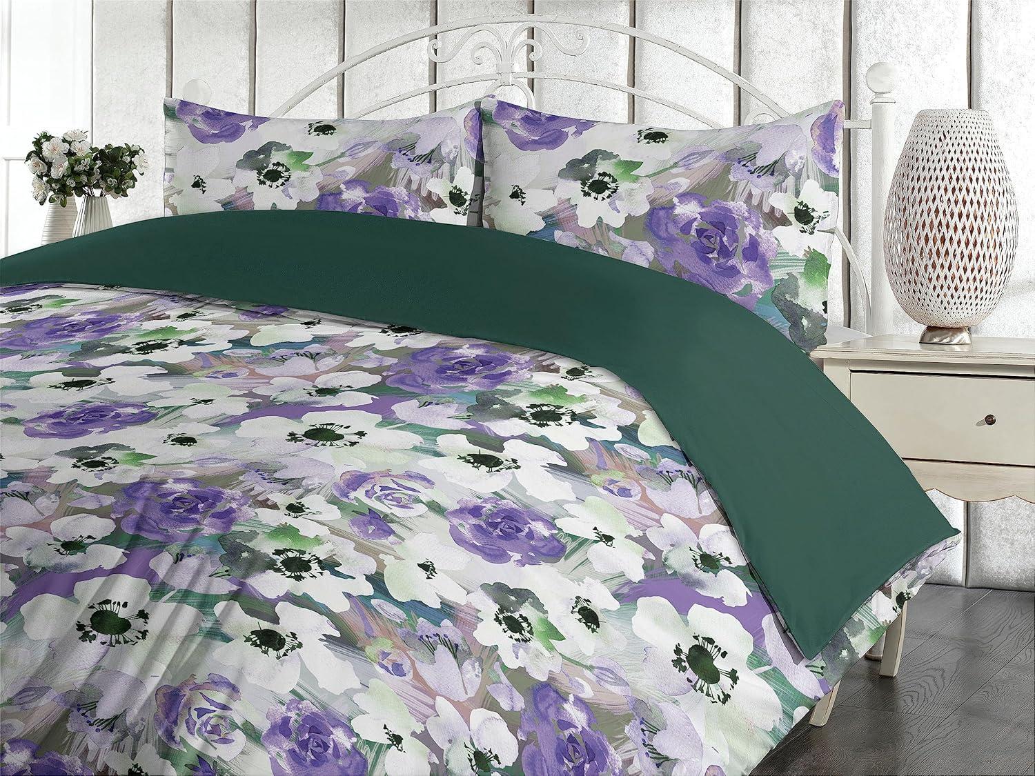 imageAmbesonne Pink Roses Duvet Cover Set Romantic Spring Garden Blooming Flowers Nature Art Valentine Blossom Reversible 2 Piece Bedding Set with Pillow Sham Twin Magenta Blush KhakiBlue Violet and Laurel Green