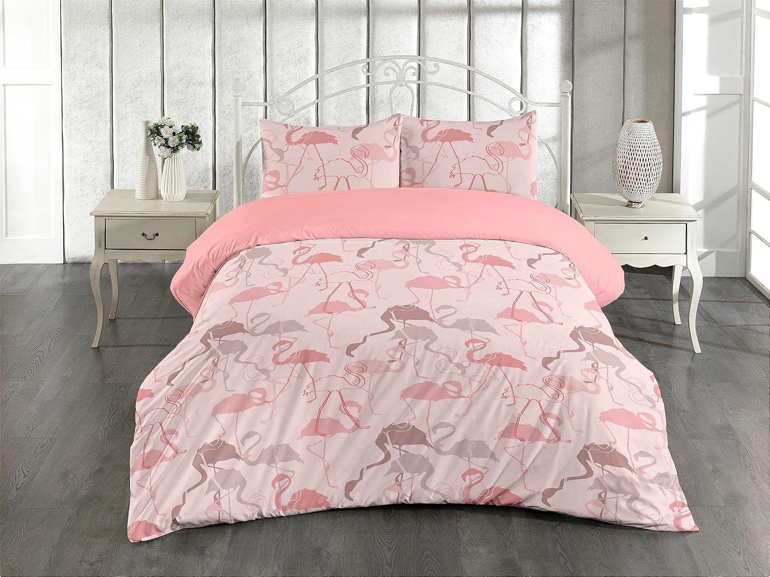 imageAmbesonne Romantic Duvet Cover Set Valentines Day Kiss Love Me and You Lettering with Blooming Flowers Reversible 2 Piece Bedding Set with Pillow Sham Twin Pastel Pink Grey EggshellBlush Pastel Pink
