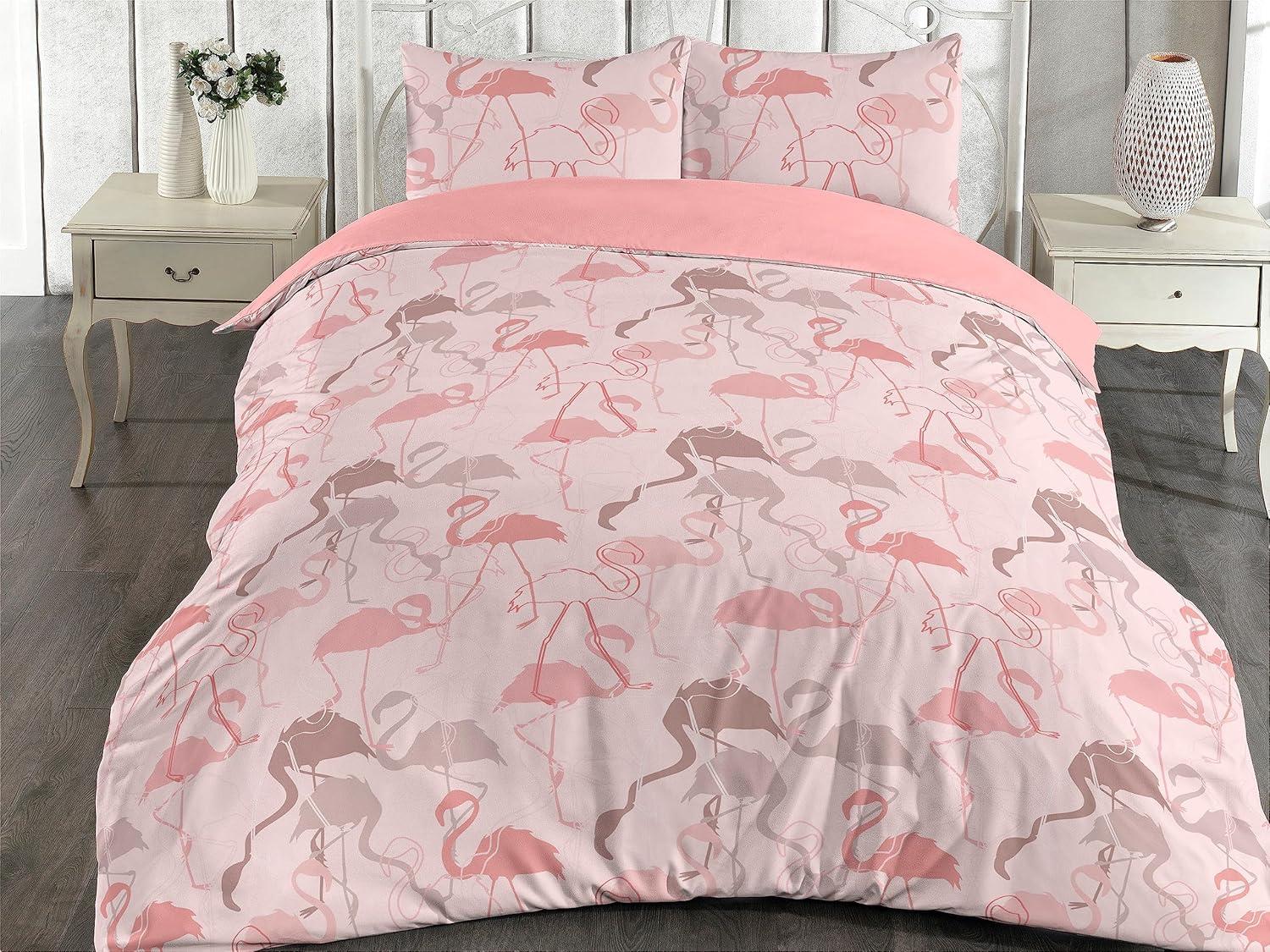 imageAmbesonne Romantic Duvet Cover Set Valentines Day Kiss Love Me and You Lettering with Blooming Flowers Reversible 2 Piece Bedding Set with Pillow Sham Twin Pastel Pink Grey EggshellBlush Pastel Pink