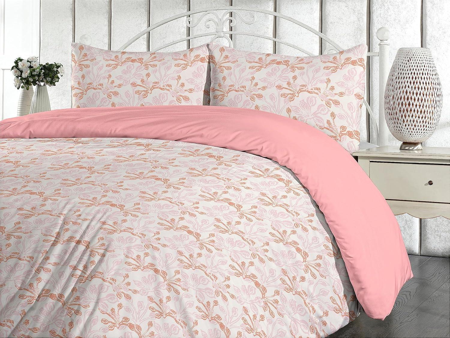 imageAmbesonne Romantic Duvet Cover Set Valentines Day Kiss Love Me and You Lettering with Blooming Flowers Reversible 2 Piece Bedding Set with Pillow Sham Twin Pastel Pink Grey EggshellSalmon Rose and Off White