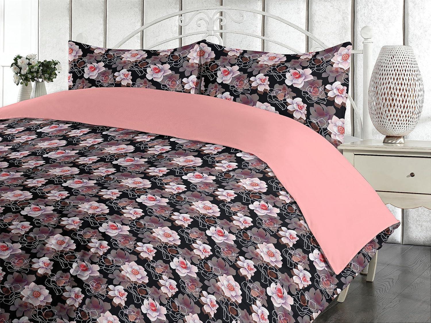 imageAmbesonne Romantic Duvet Cover Set Valentines Day Kiss Love Me and You Lettering with Blooming Flowers Reversible 2 Piece Bedding Set with Pillow Sham Twin Pastel Pink Grey EggshellBlack Pale Rose and Coral
