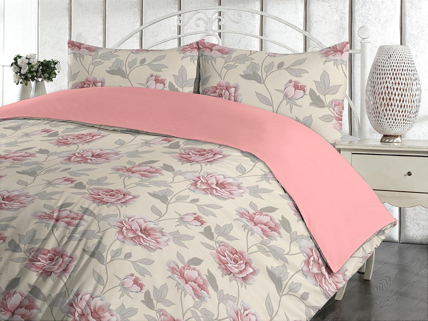 imageAmbesonne Romantic Duvet Cover Set Valentines Day Kiss Love Me and You Lettering with Blooming Flowers Reversible 2 Piece Bedding Set with Pillow Sham Twin Pastel Pink Grey EggshellCream Pale Pink Blush
