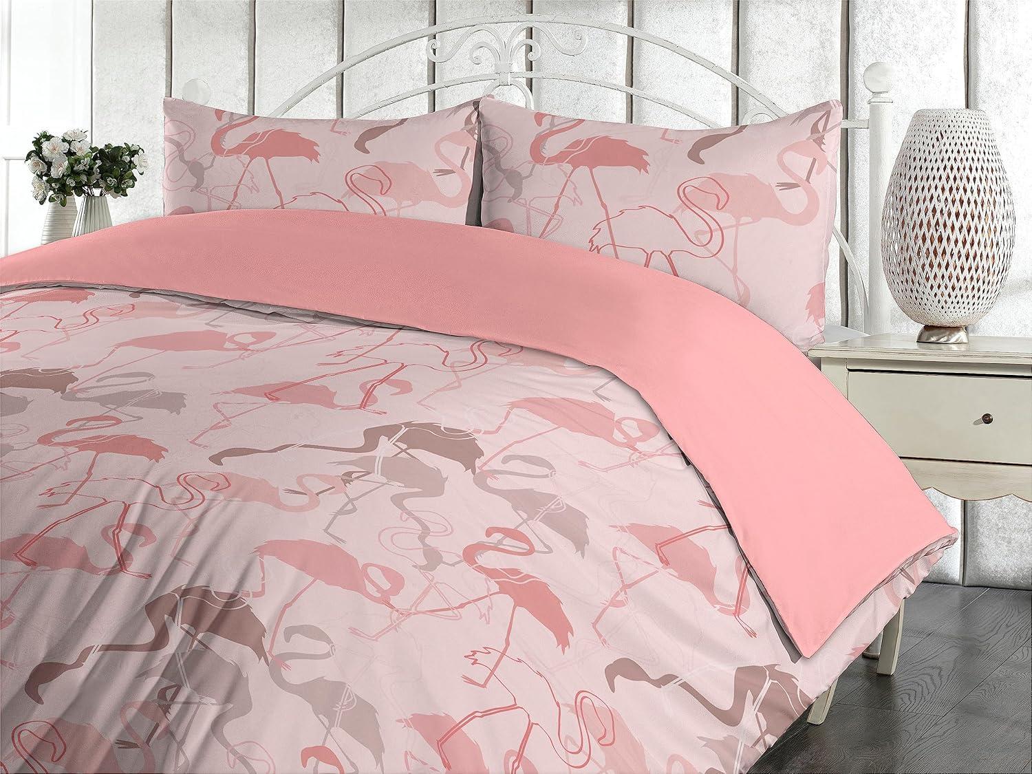 imageAmbesonne Romantic Duvet Cover Set Valentines Day Kiss Love Me and You Lettering with Blooming Flowers Reversible 2 Piece Bedding Set with Pillow Sham Twin Pastel Pink Grey EggshellBlush Pastel Pink