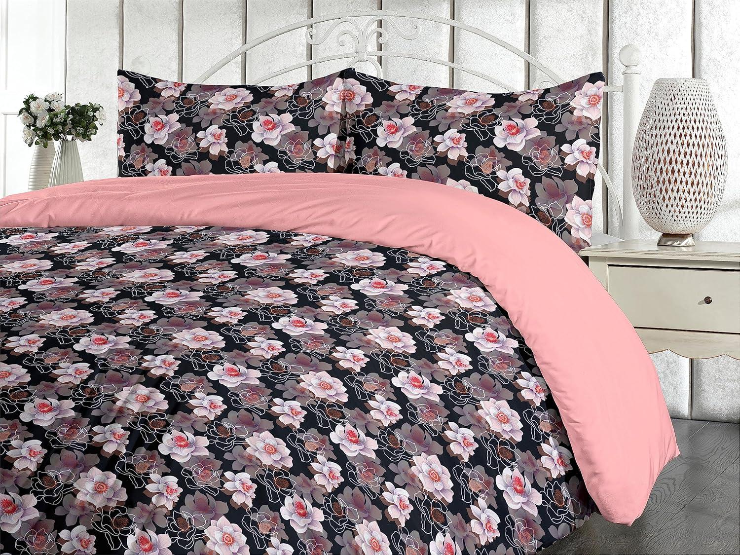 imageAmbesonne Romantic Duvet Cover Set Valentines Day Kiss Love Me and You Lettering with Blooming Flowers Reversible 2 Piece Bedding Set with Pillow Sham Twin Pastel Pink Grey EggshellBlack Pale Rose and Coral