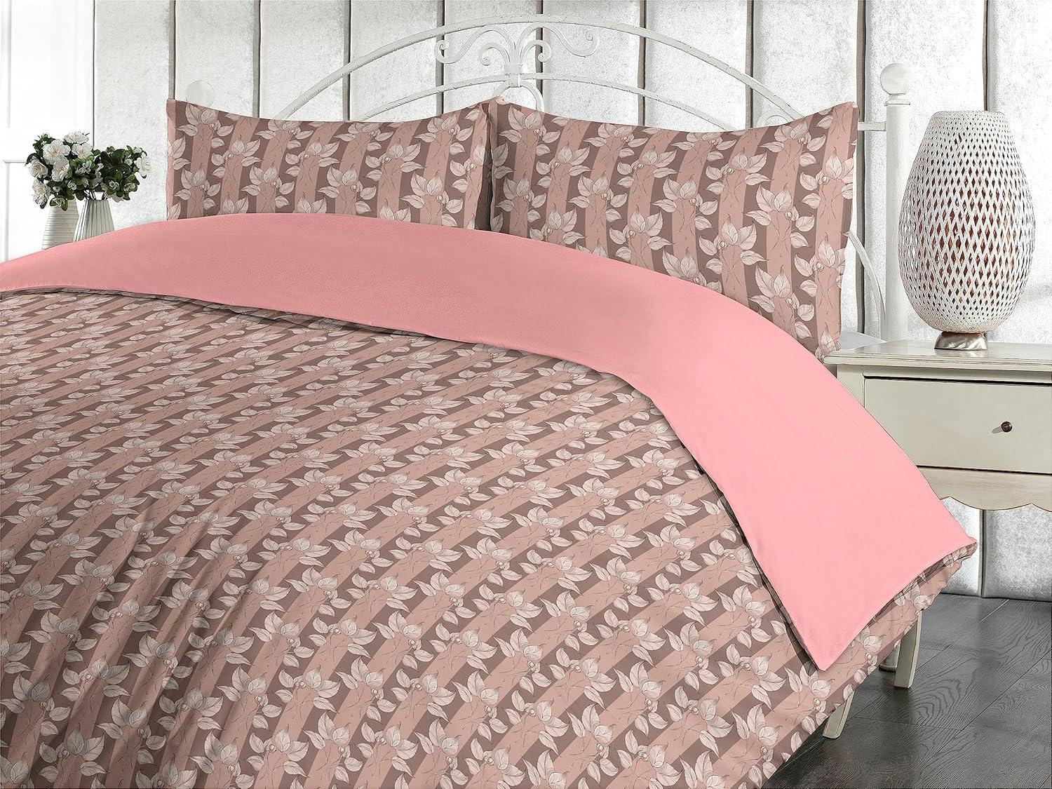 imageAmbesonne Romantic Duvet Cover Set Valentines Day Kiss Love Me and You Lettering with Blooming Flowers Reversible 2 Piece Bedding Set with Pillow Sham Twin Pastel Pink Grey EggshellBlush Pale Mauve Taupe