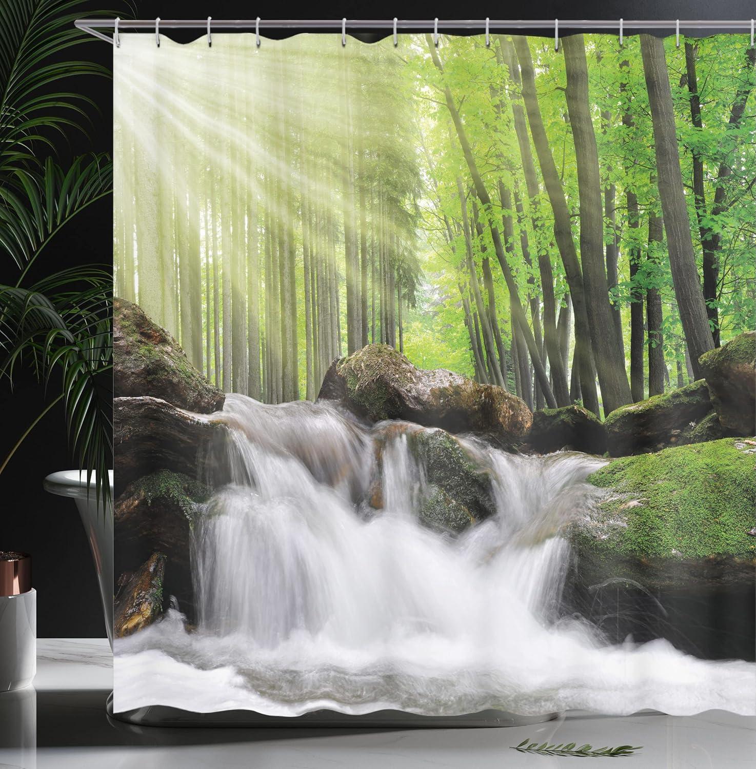 imageAmbesonne Romantic Shower Curtain Couple in Love Walking in The City Streets in Rainy Day Romance Dramatic Urban Scene Cloth Fabric Bathroom Decor Set with Hooks 69 W x 84 L Sepia RedWhite Green