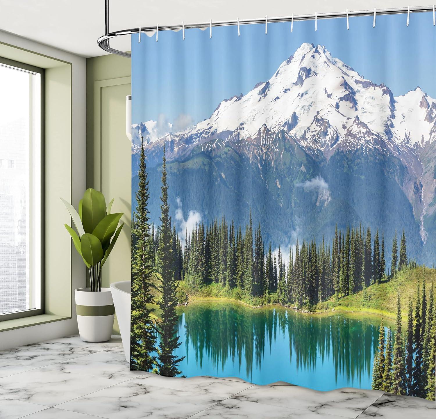 imageAmbesonne Romantic Shower Curtain Couple in Love Walking in The City Streets in Rainy Day Romance Dramatic Urban Scene Cloth Fabric Bathroom Decor Set with Hooks 69 W x 84 L Sepia RedGreen Slate