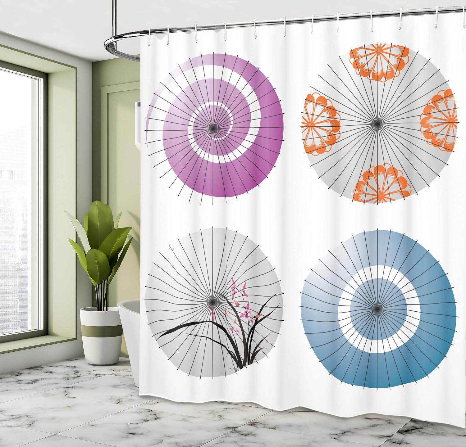 imageAmbesonne Romantic Shower Curtain Couple in Love Walking in The City Streets in Rainy Day Romance Dramatic Urban Scene Cloth Fabric Bathroom Decor Set with Hooks 69 W x 84 L Sepia RedBlue Orange