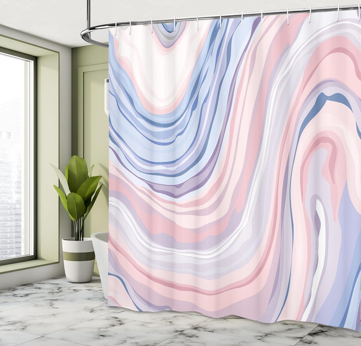 imageAmbesonne Romantic Shower Curtain Couple in Love Walking in The City Streets in Rainy Day Romance Dramatic Urban Scene Cloth Fabric Bathroom Decor Set with Hooks 69 W x 84 L Sepia RedPink Blue