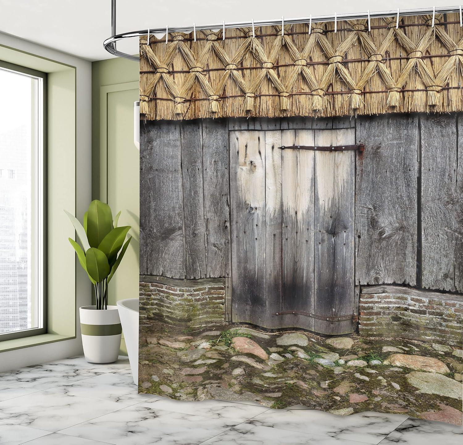 imageAmbesonne Romantic Shower Curtain Couple in Love Walking in The City Streets in Rainy Day Romance Dramatic Urban Scene Cloth Fabric Bathroom Decor Set with Hooks 69 W x 84 L Sepia RedTaupe Brown