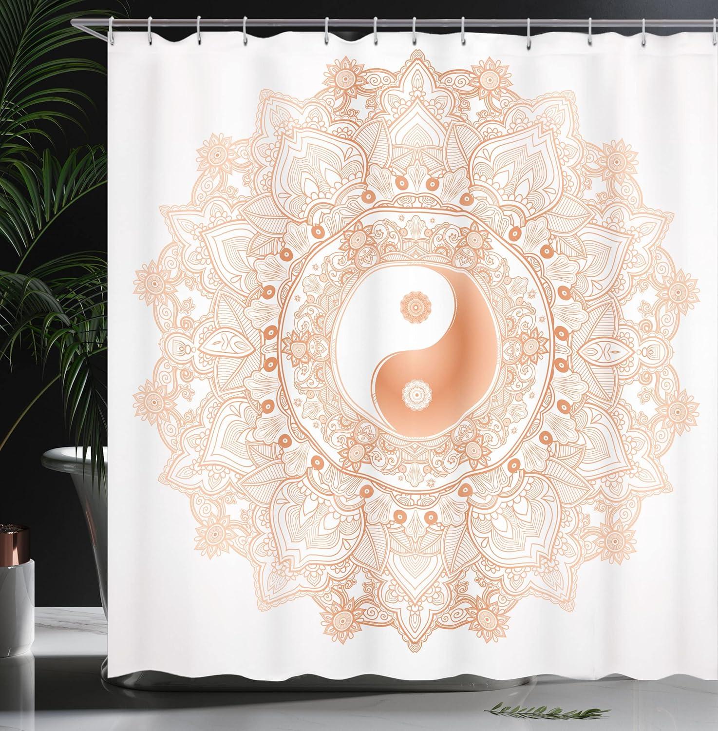 imageAmbesonne Romantic Shower Curtain Couple in Love Walking in The City Streets in Rainy Day Romance Dramatic Urban Scene Cloth Fabric Bathroom Decor Set with Hooks 69 W x 84 L Sepia RedOrange White