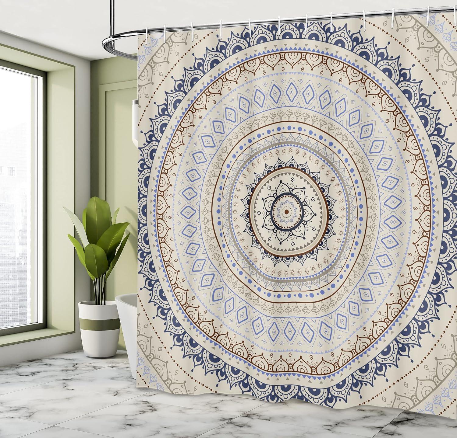 imageAmbesonne Romantic Shower Curtain Couple in Love Walking in The City Streets in Rainy Day Romance Dramatic Urban Scene Cloth Fabric Bathroom Decor Set with Hooks 69 W x 84 L Sepia RedBeige Blue