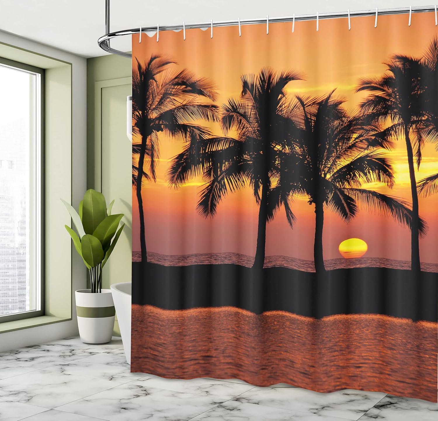 imageAmbesonne Romantic Shower Curtain Couple in Love Walking in The City Streets in Rainy Day Romance Dramatic Urban Scene Cloth Fabric Bathroom Decor Set with Hooks 69 W x 84 L Sepia RedBlack Orange