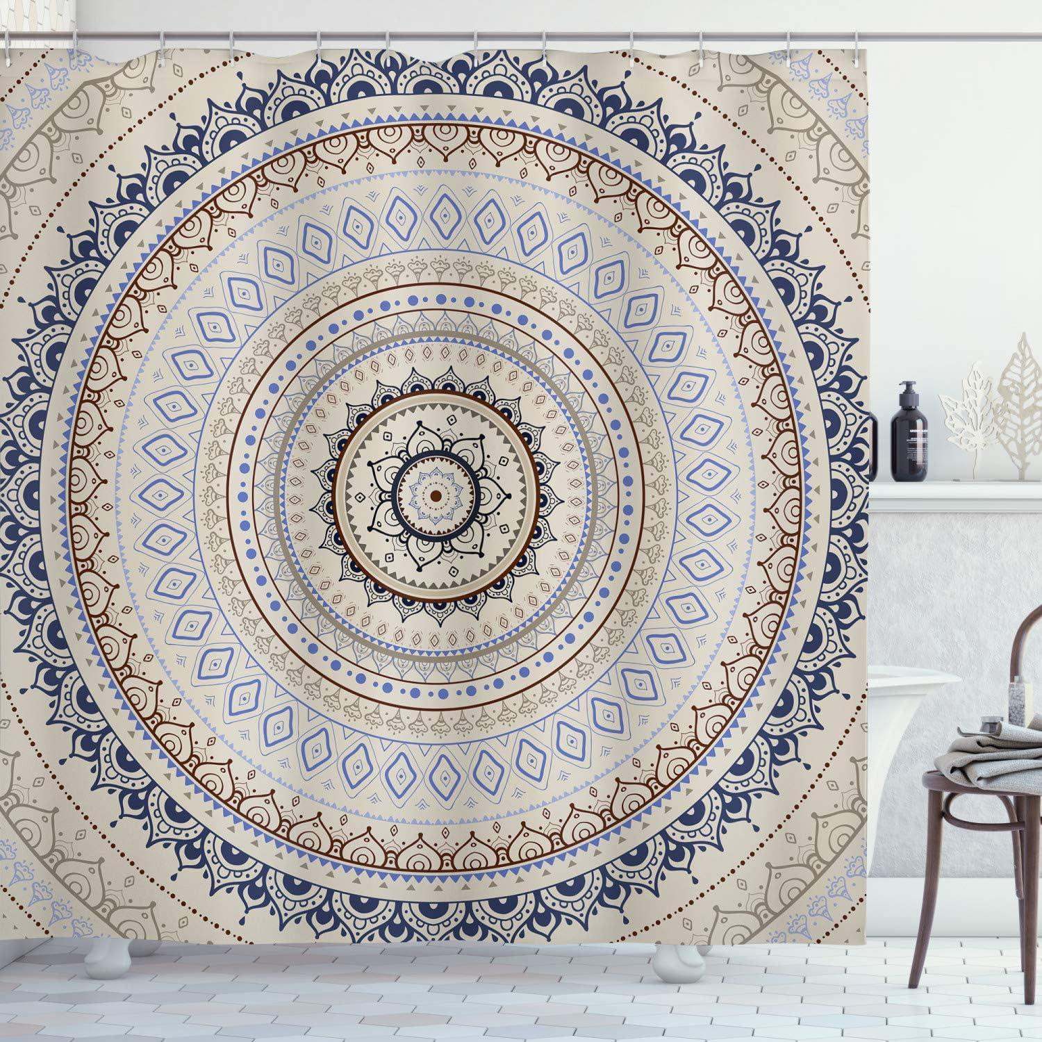 imageAmbesonne Romantic Shower Curtain Couple in Love Walking in The City Streets in Rainy Day Romance Dramatic Urban Scene Cloth Fabric Bathroom Decor Set with Hooks 69 W x 84 L Sepia RedBeige Blue