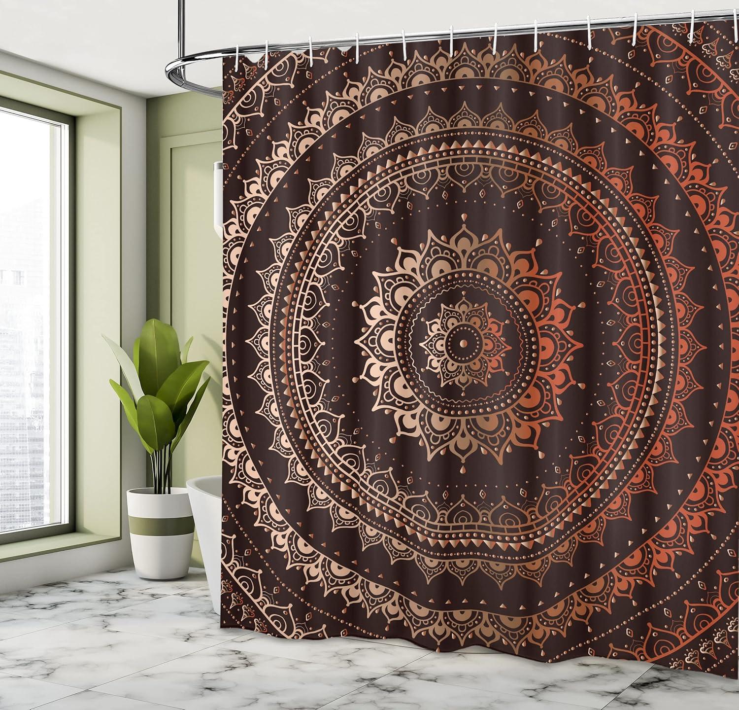 imageAmbesonne Romantic Shower Curtain Couple in Love Walking in The City Streets in Rainy Day Romance Dramatic Urban Scene Cloth Fabric Bathroom Decor Set with Hooks 69 W x 84 L Sepia RedBrown Orange
