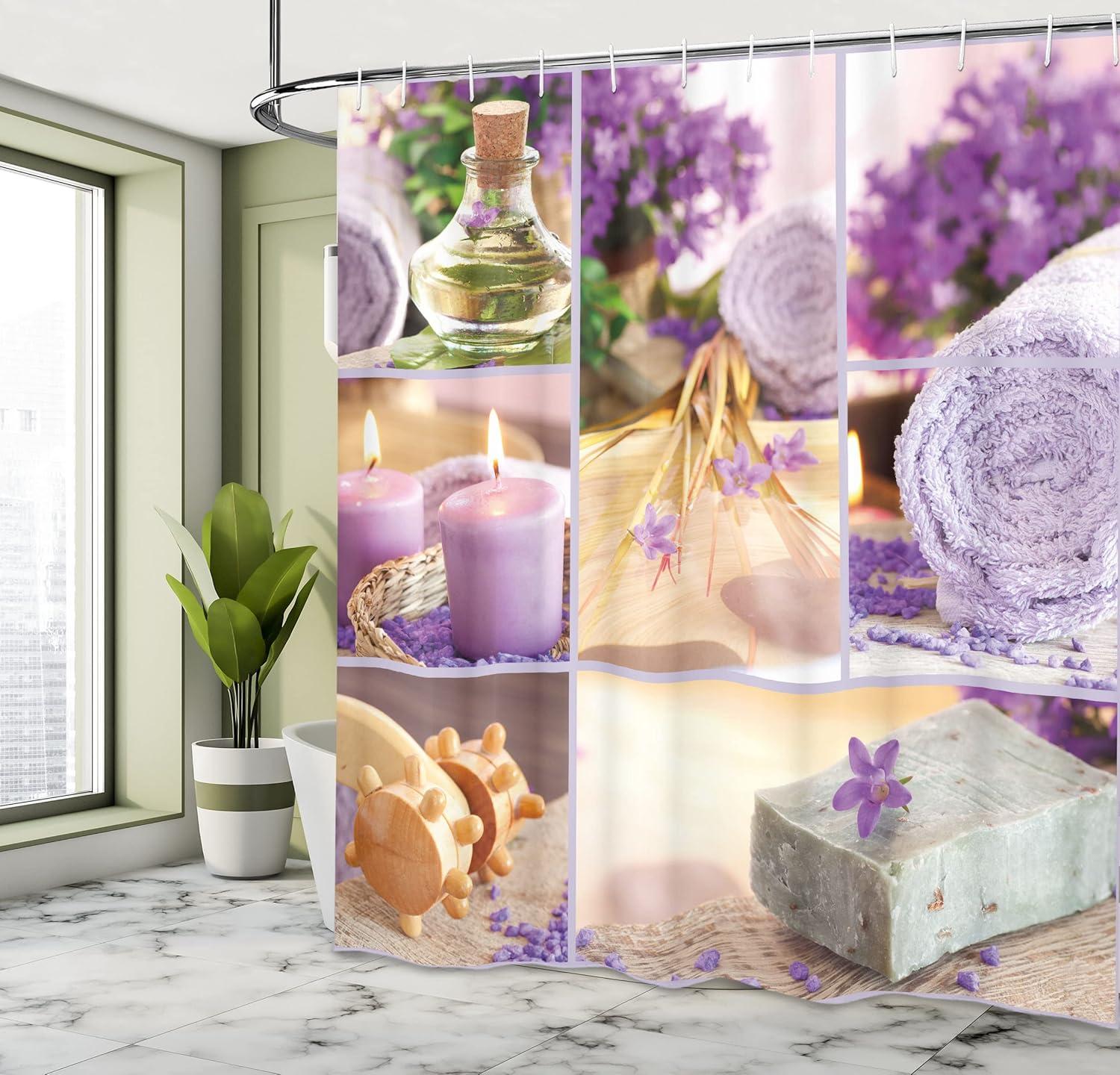 imageAmbesonne Romantic Shower Curtain Couple in Love Walking in The City Streets in Rainy Day Romance Dramatic Urban Scene Cloth Fabric Bathroom Decor Set with Hooks 69 W x 84 L Sepia RedPurple and White