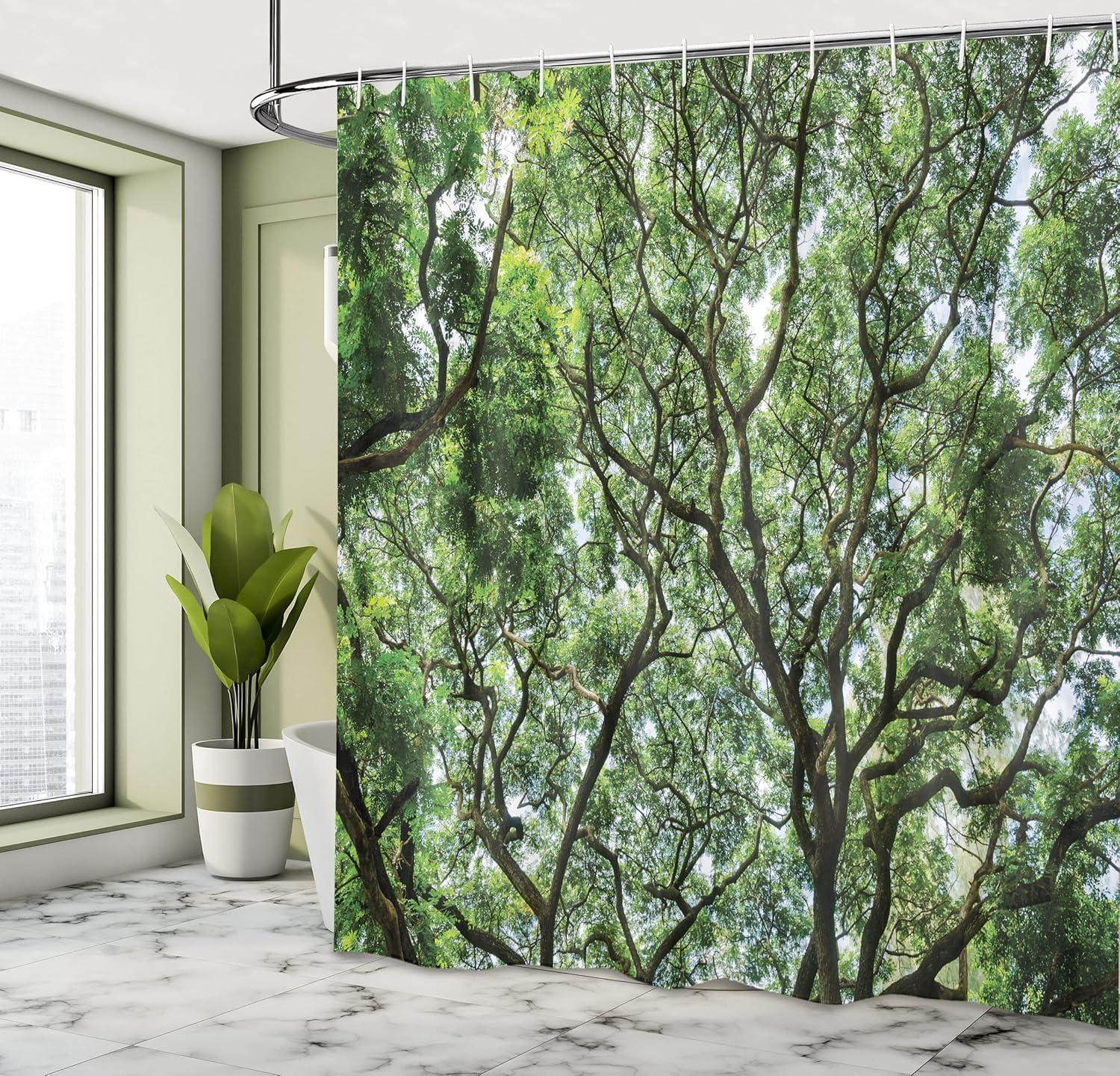imageAmbesonne Romantic Shower Curtain Couple in Love Walking in The City Streets in Rainy Day Romance Dramatic Urban Scene Cloth Fabric Bathroom Decor Set with Hooks 69 W x 84 L Sepia RedFern Green