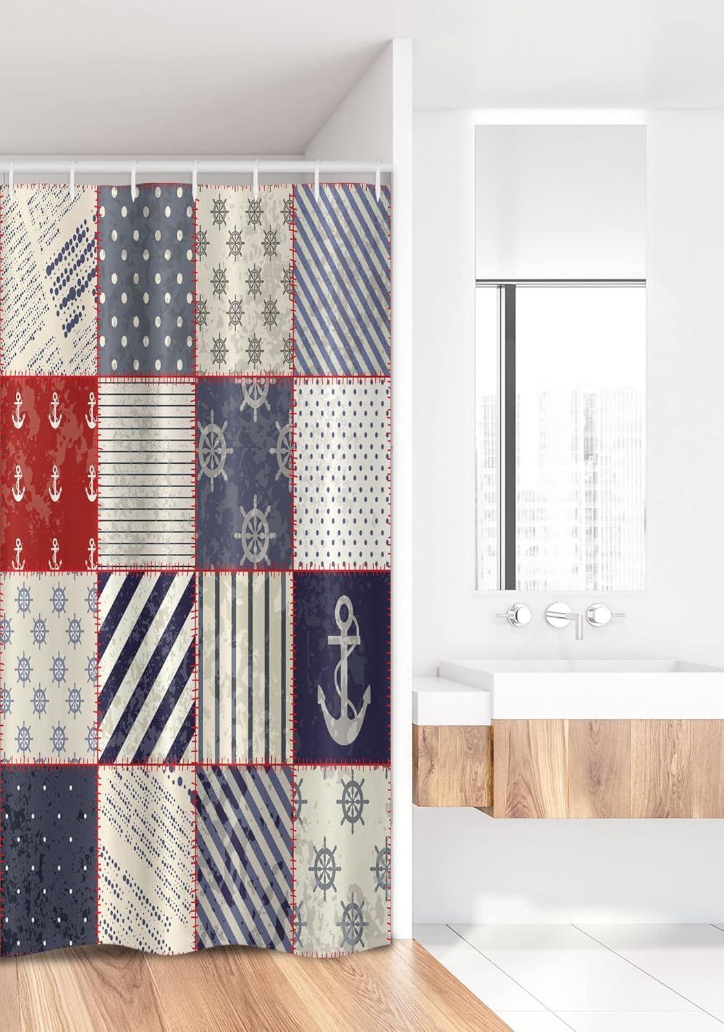 imageAmbesonne Romantic Shower Curtain Couple in Love Walking in The City Streets in Rainy Day Romance Dramatic Urban Scene Cloth Fabric Bathroom Decor Set with Hooks 69 W x 84 L Sepia RedVermilion Blue