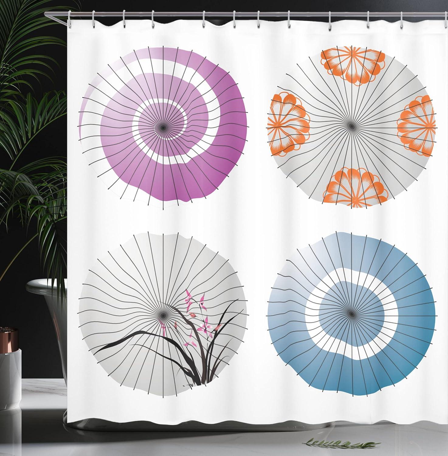 imageAmbesonne Romantic Shower Curtain Couple in Love Walking in The City Streets in Rainy Day Romance Dramatic Urban Scene Cloth Fabric Bathroom Decor Set with Hooks 69 W x 84 L Sepia RedBlue Orange