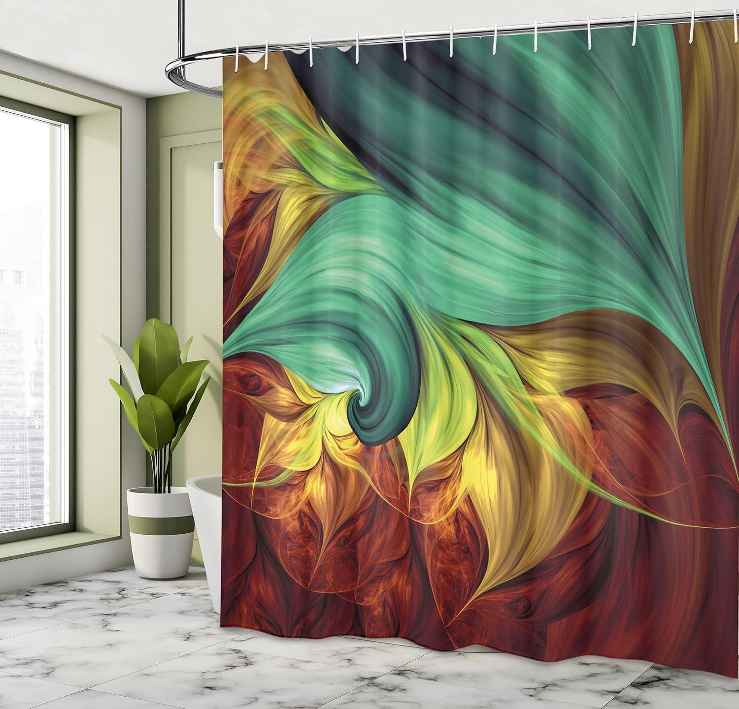 imageAmbesonne Romantic Shower Curtain Couple in Love Walking in The City Streets in Rainy Day Romance Dramatic Urban Scene Cloth Fabric Bathroom Decor Set with Hooks 69 W x 84 L Sepia RedYellow Teal