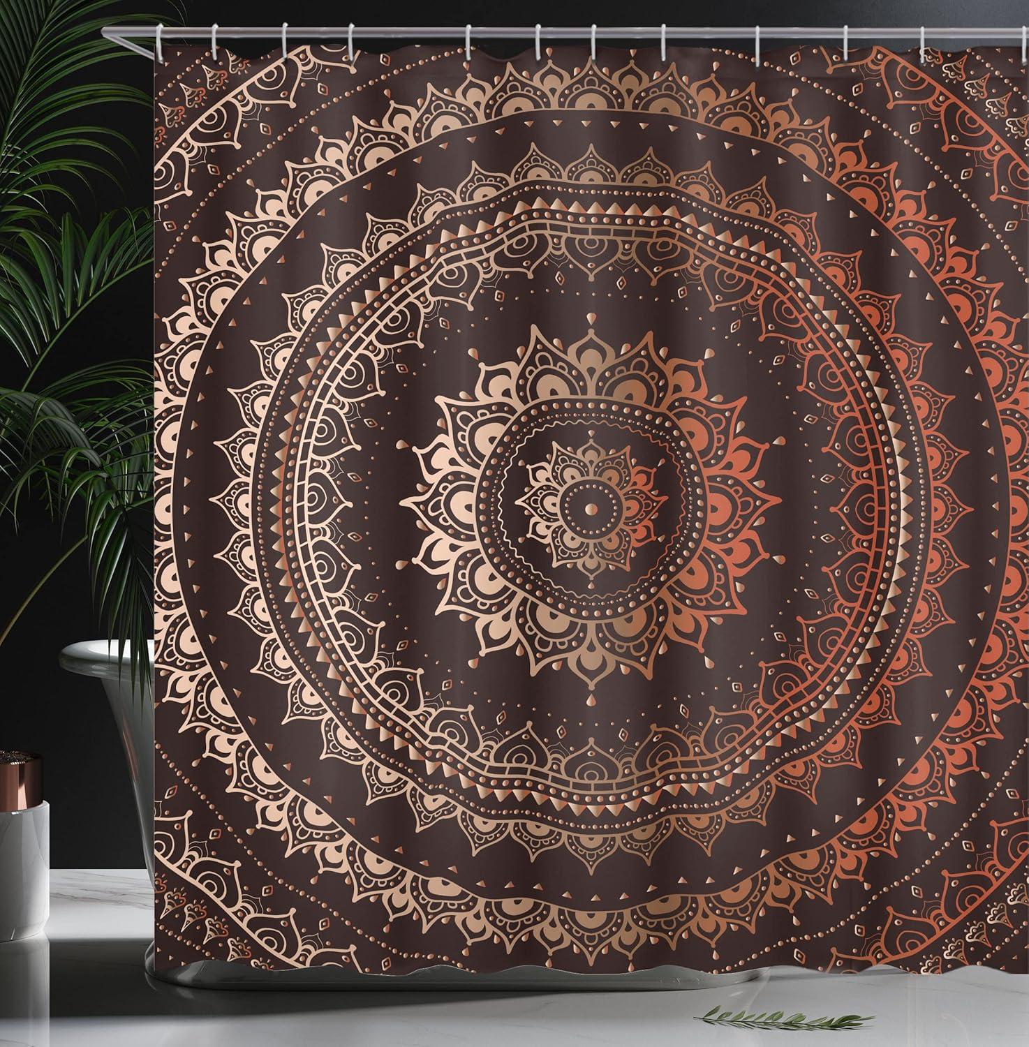 imageAmbesonne Romantic Shower Curtain Couple in Love Walking in The City Streets in Rainy Day Romance Dramatic Urban Scene Cloth Fabric Bathroom Decor Set with Hooks 69 W x 84 L Sepia RedBrown Orange