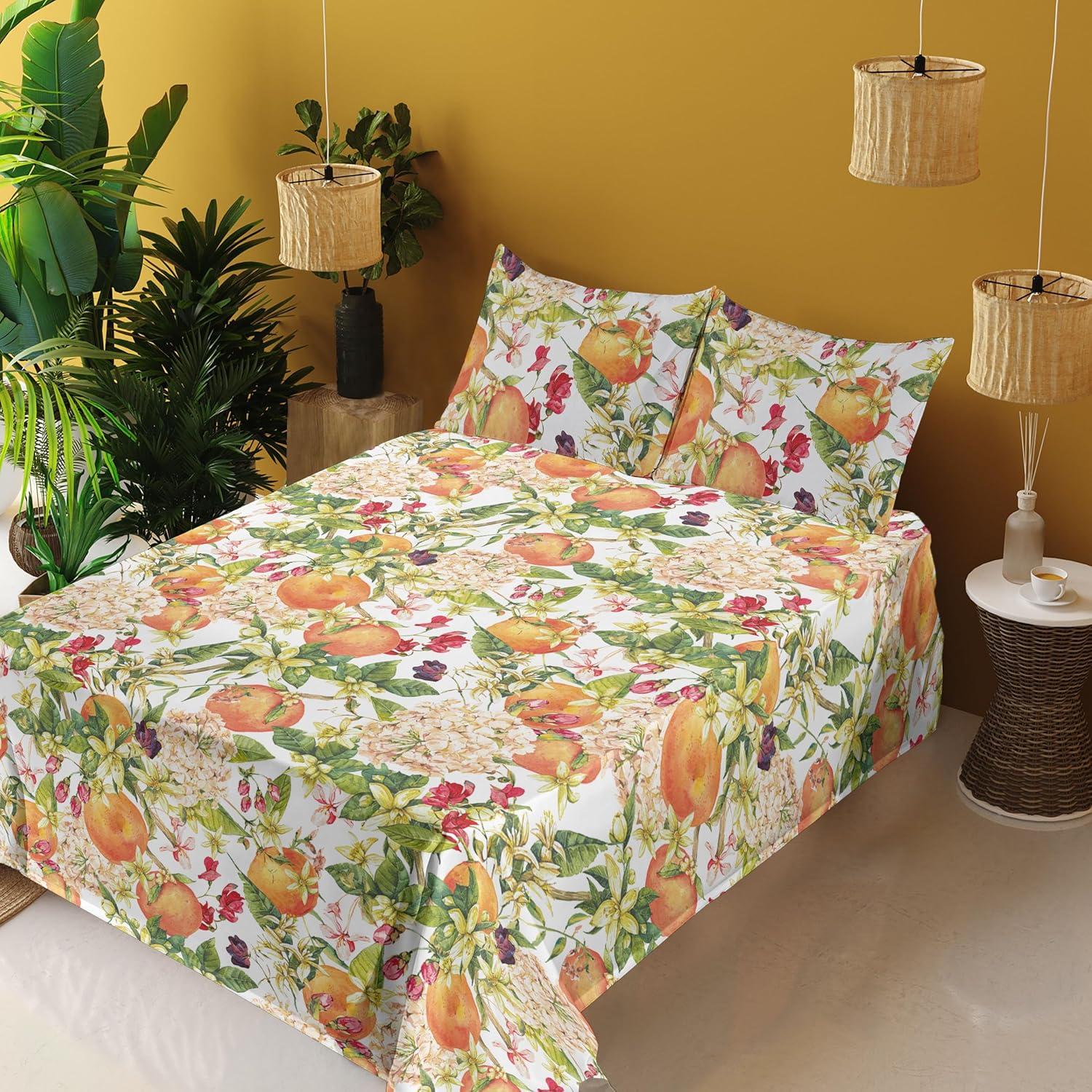 imageAmbesonne Valentine Sheet Set PastelColored Rose Flowers Leaves with Brush Strokes Abstract Art Fitted and Flat Sheet with Pillowcases Bedding Accent 4 Piece Set Queen Mauve Taupe Sage GreenMarigold Fern Green Ruby