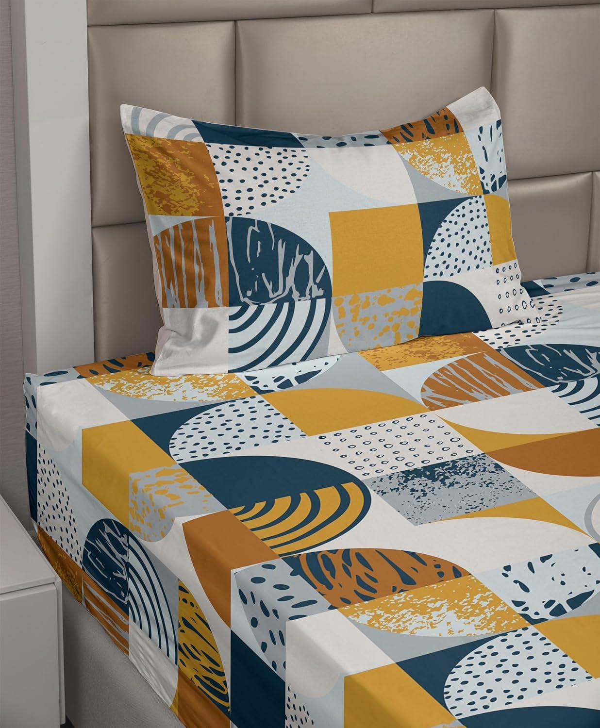 imageAmbesonne Valentine Sheet Set PastelColored Rose Flowers Leaves with Brush Strokes Abstract Art Fitted and Flat Sheet with Pillowcases Bedding Accent 4 Piece Set Queen Mauve Taupe Sage GreenDark Yellow Orange and Blue