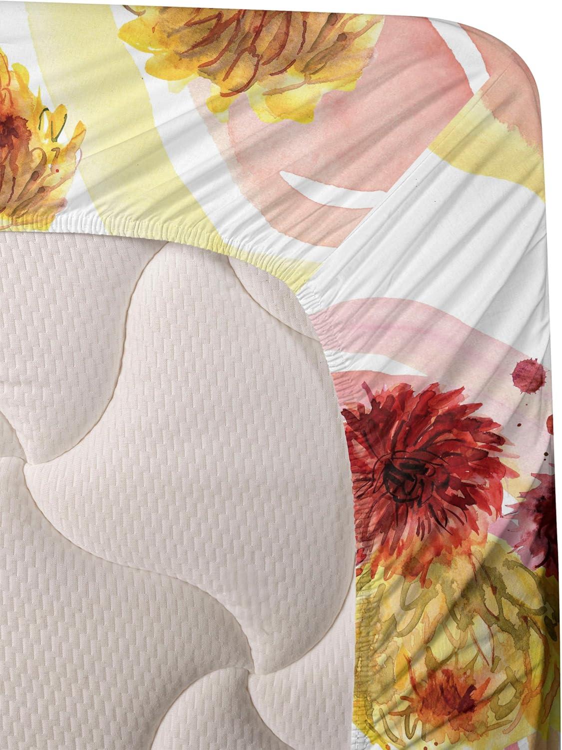 imageAmbesonne Valentine Sheet Set PastelColored Rose Flowers Leaves with Brush Strokes Abstract Art Fitted and Flat Sheet with Pillowcases Bedding Accent 4 Piece Set Queen Mauve Taupe Sage GreenBlush Raspberry Mustard