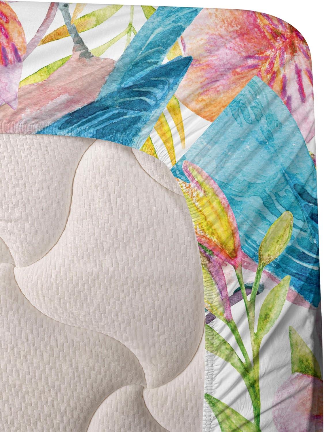 imageAmbesonne Valentine Sheet Set PastelColored Rose Flowers Leaves with Brush Strokes Abstract Art Fitted and Flat Sheet with Pillowcases Bedding Accent 4 Piece Set Queen Mauve Taupe Sage GreenPale Blue Pale Fuchsia