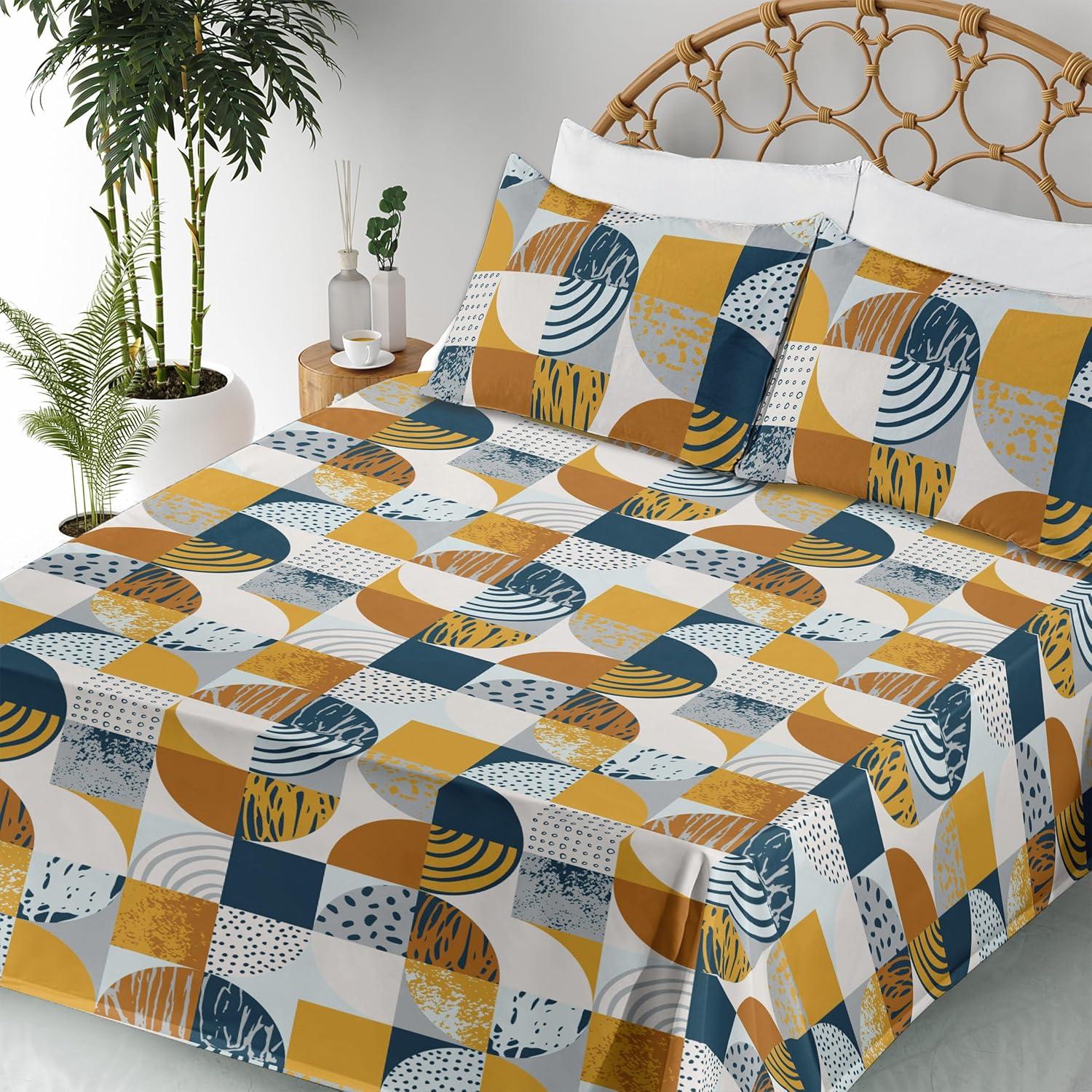 imageAmbesonne Valentine Sheet Set PastelColored Rose Flowers Leaves with Brush Strokes Abstract Art Fitted and Flat Sheet with Pillowcases Bedding Accent 4 Piece Set Queen Mauve Taupe Sage GreenDark Yellow Orange and Blue