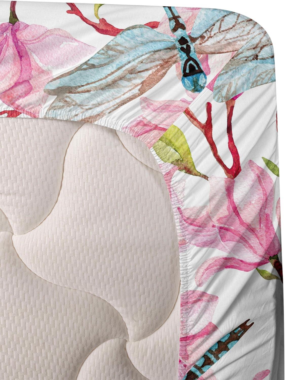 imageAmbesonne Valentine Sheet Set PastelColored Rose Flowers Leaves with Brush Strokes Abstract Art Fitted and Flat Sheet with Pillowcases Bedding Accent 4 Piece Set Queen Mauve Taupe Sage GreenApple Green Pastel Pink