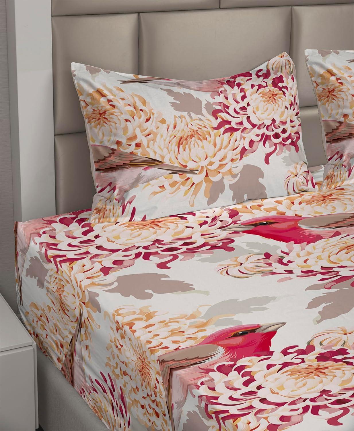imageAmbesonne Valentine Sheet Set PastelColored Rose Flowers Leaves with Brush Strokes Abstract Art Fitted and Flat Sheet with Pillowcases Bedding Accent 4 Piece Set Queen Mauve Taupe Sage GreenDark Pink Champagne and Dust