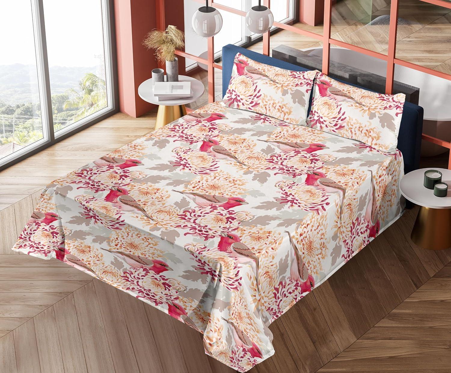imageAmbesonne Valentine Sheet Set PastelColored Rose Flowers Leaves with Brush Strokes Abstract Art Fitted and Flat Sheet with Pillowcases Bedding Accent 4 Piece Set Queen Mauve Taupe Sage GreenDark Pink Champagne and Dust