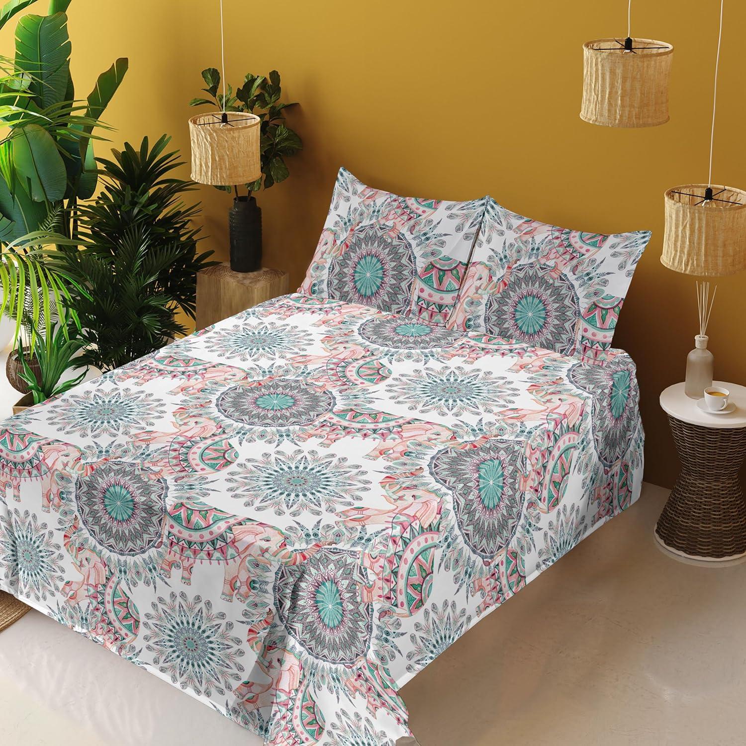 imageAmbesonne Valentine Sheet Set PastelColored Rose Flowers Leaves with Brush Strokes Abstract Art Fitted and Flat Sheet with Pillowcases Bedding Accent 4 Piece Set Queen Mauve Taupe Sage GreenBlush Seafoam White