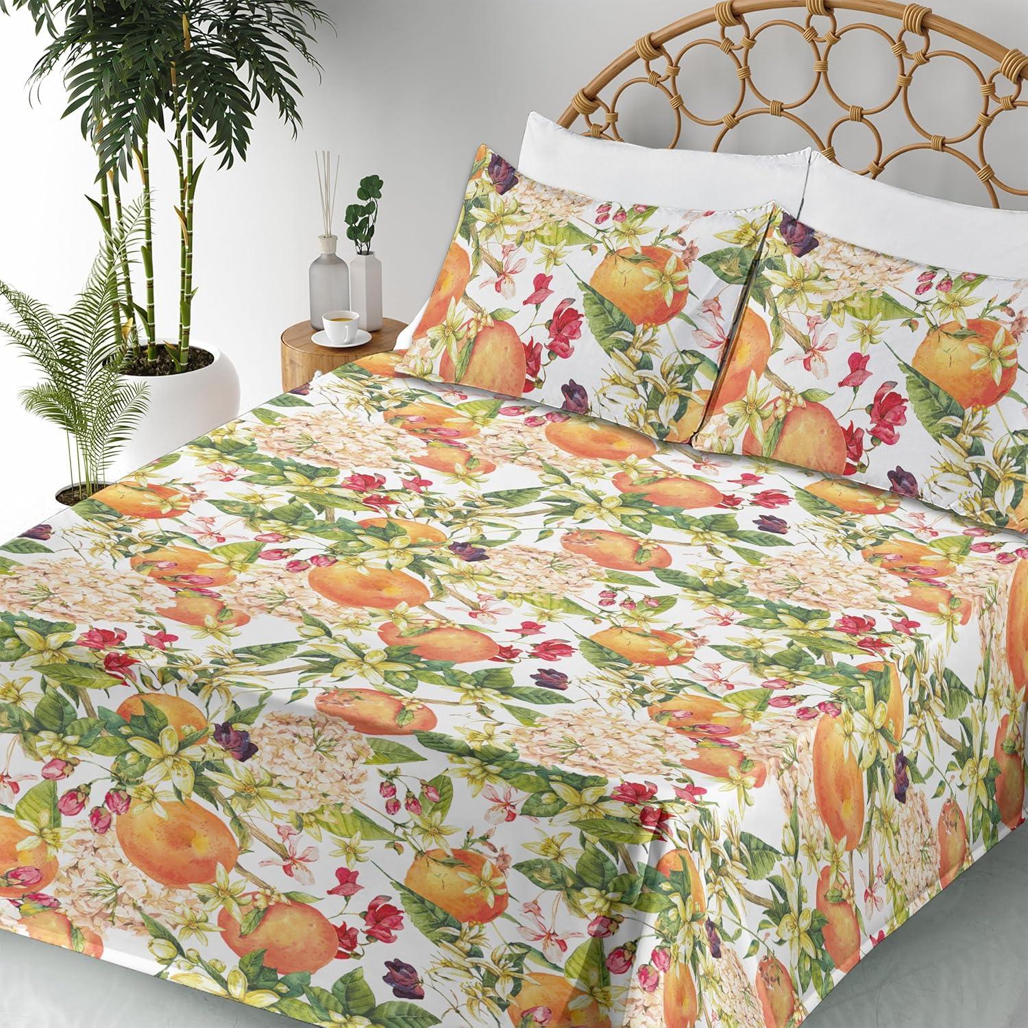imageAmbesonne Valentine Sheet Set PastelColored Rose Flowers Leaves with Brush Strokes Abstract Art Fitted and Flat Sheet with Pillowcases Bedding Accent 4 Piece Set Queen Mauve Taupe Sage GreenMarigold Fern Green Ruby