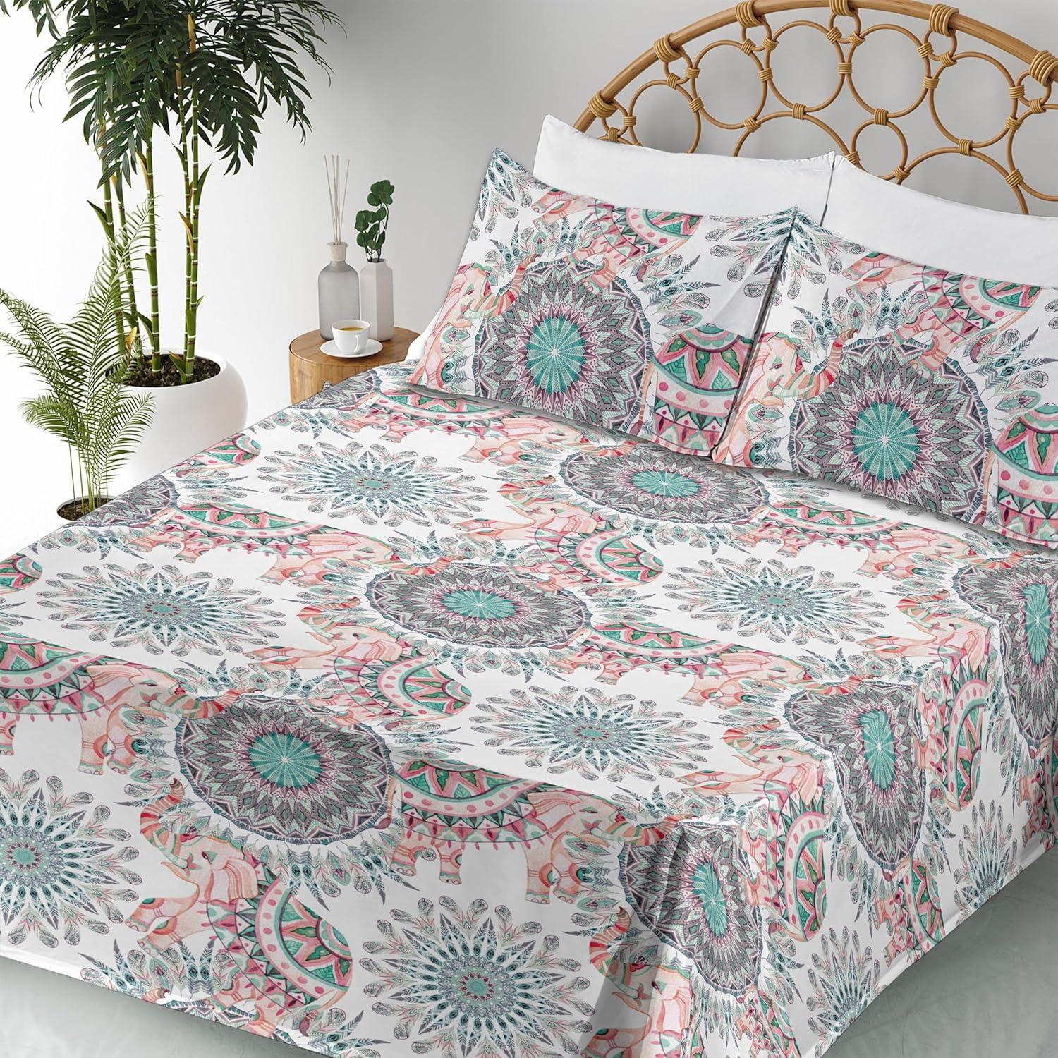 imageAmbesonne Valentine Sheet Set PastelColored Rose Flowers Leaves with Brush Strokes Abstract Art Fitted and Flat Sheet with Pillowcases Bedding Accent 4 Piece Set Queen Mauve Taupe Sage GreenBlush Seafoam White