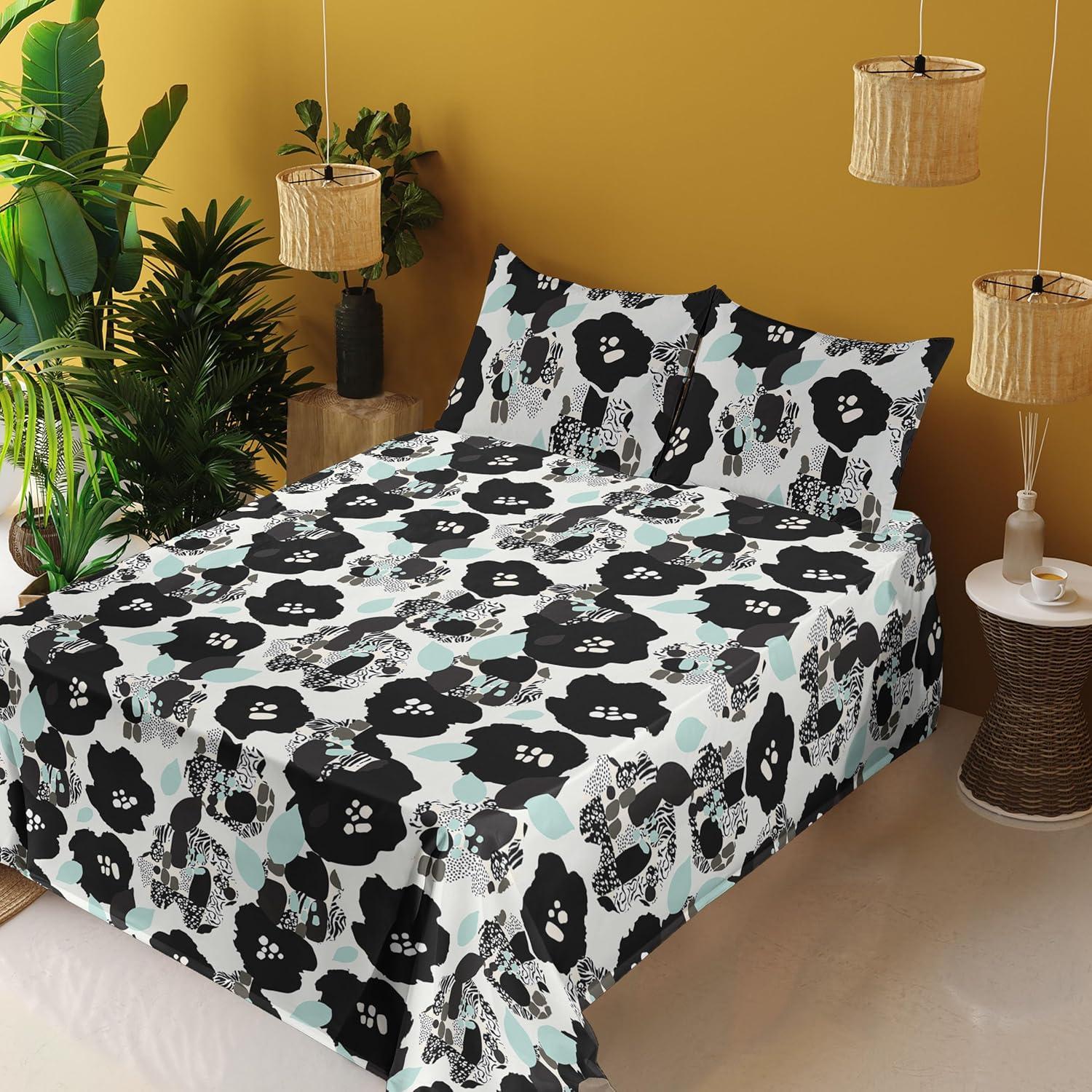 imageAmbesonne Valentine Sheet Set PastelColored Rose Flowers Leaves with Brush Strokes Abstract Art Fitted and Flat Sheet with Pillowcases Bedding Accent 4 Piece Set Queen Mauve Taupe Sage GreenCharcoal Grey and Seafoam