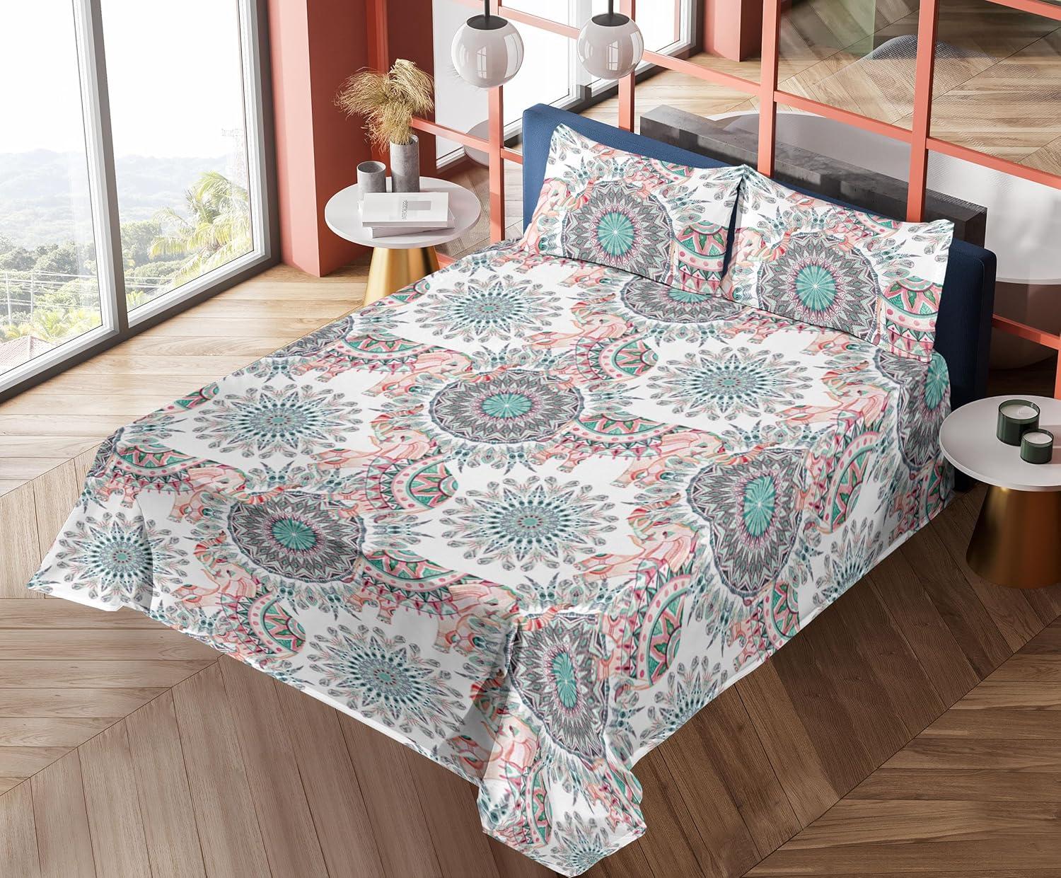 imageAmbesonne Valentine Sheet Set PastelColored Rose Flowers Leaves with Brush Strokes Abstract Art Fitted and Flat Sheet with Pillowcases Bedding Accent 4 Piece Set Queen Mauve Taupe Sage GreenBlush Seafoam White