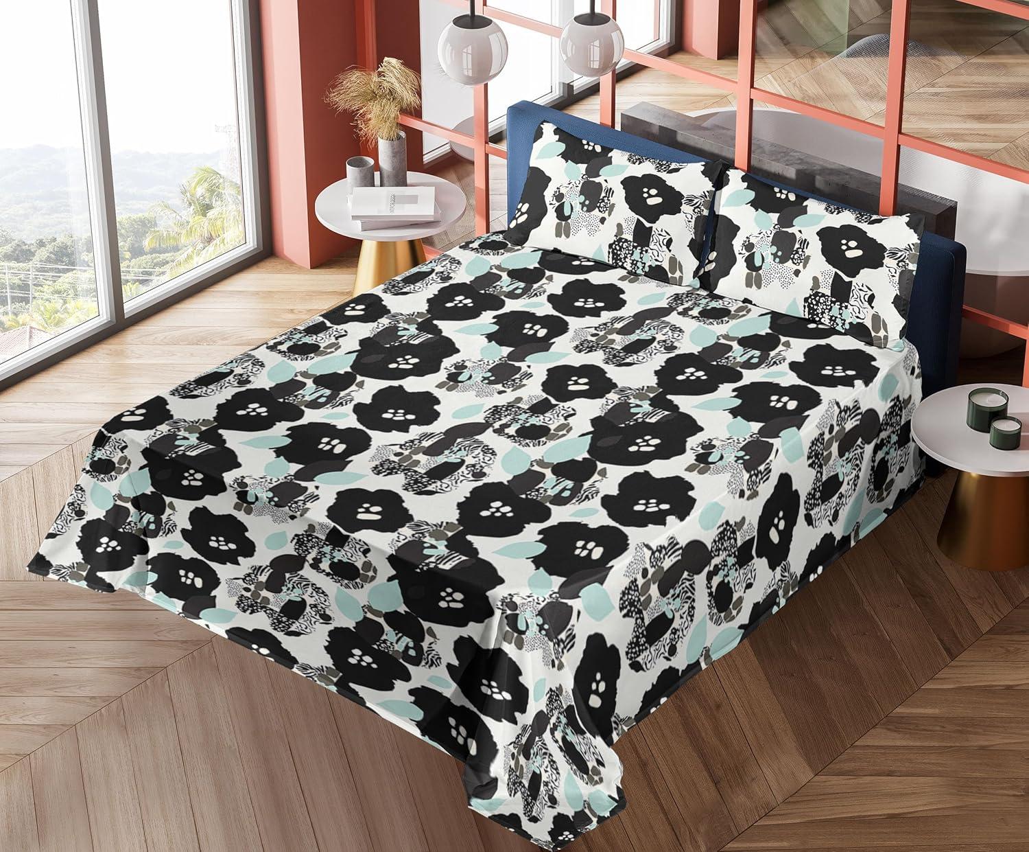 imageAmbesonne Valentine Sheet Set PastelColored Rose Flowers Leaves with Brush Strokes Abstract Art Fitted and Flat Sheet with Pillowcases Bedding Accent 4 Piece Set Queen Mauve Taupe Sage GreenCharcoal Grey and Seafoam