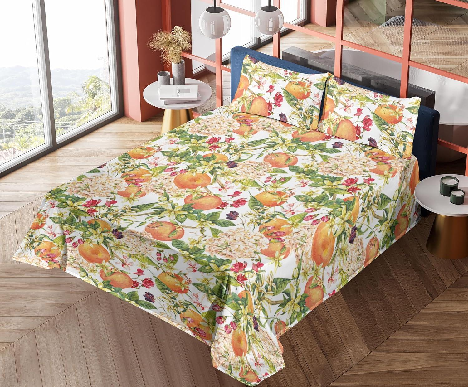 imageAmbesonne Valentine Sheet Set PastelColored Rose Flowers Leaves with Brush Strokes Abstract Art Fitted and Flat Sheet with Pillowcases Bedding Accent 4 Piece Set Queen Mauve Taupe Sage GreenMarigold Fern Green Ruby