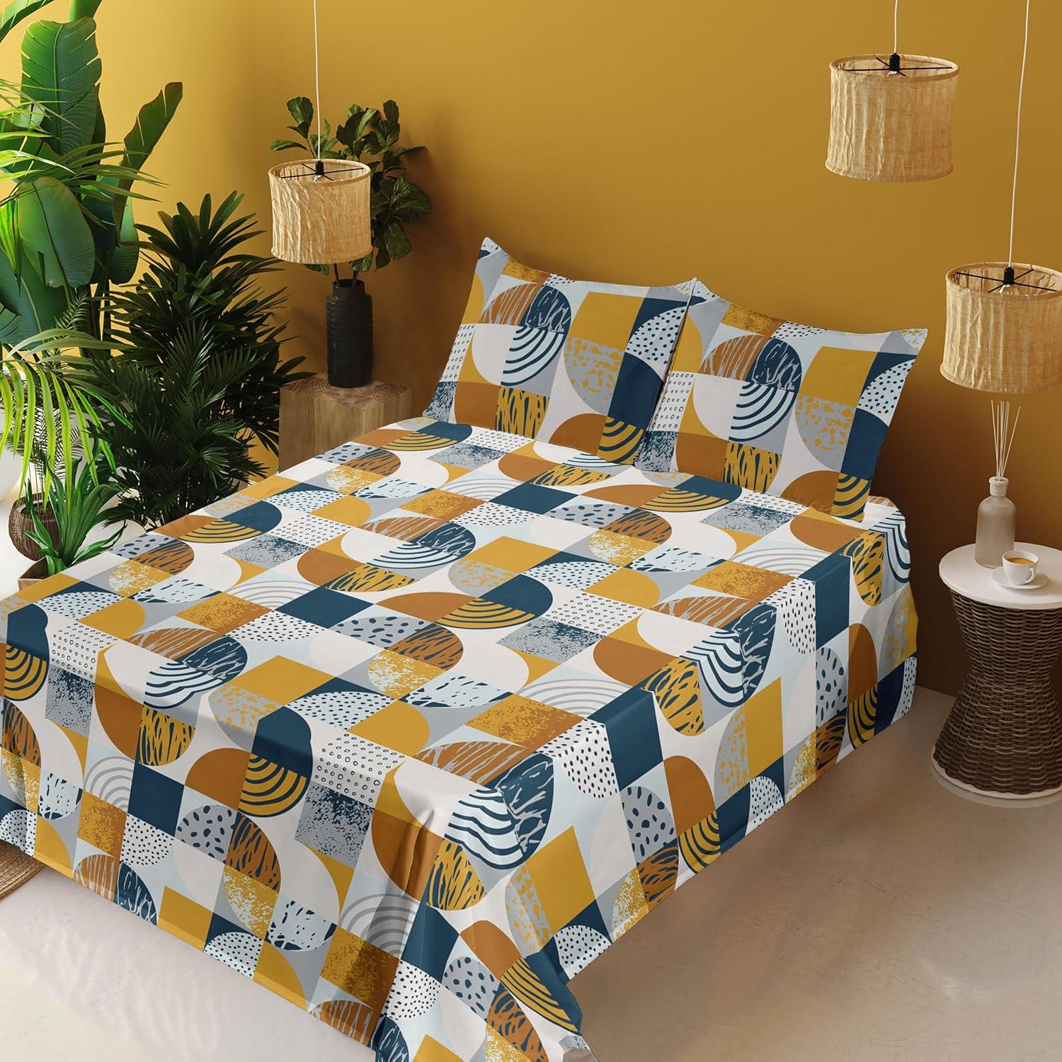 imageAmbesonne Valentine Sheet Set PastelColored Rose Flowers Leaves with Brush Strokes Abstract Art Fitted and Flat Sheet with Pillowcases Bedding Accent 4 Piece Set Queen Mauve Taupe Sage GreenDark Yellow Orange and Blue