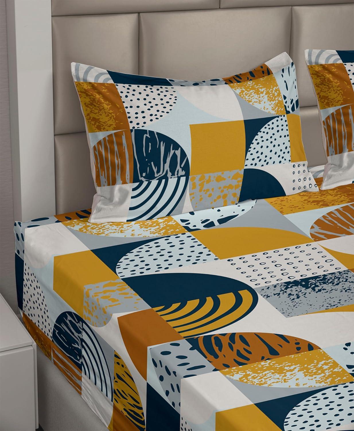 imageAmbesonne Valentine Sheet Set PastelColored Rose Flowers Leaves with Brush Strokes Abstract Art Fitted and Flat Sheet with Pillowcases Bedding Accent 4 Piece Set Queen Mauve Taupe Sage GreenDark Yellow Orange and Blue